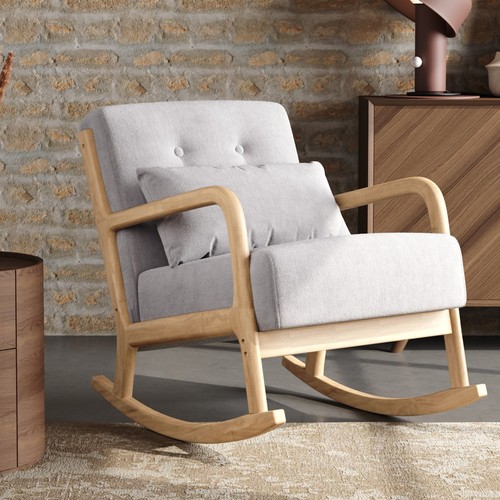 Rocking chair grey linen - chair,