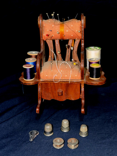 Vtg wooden sewing - sewing, caddy